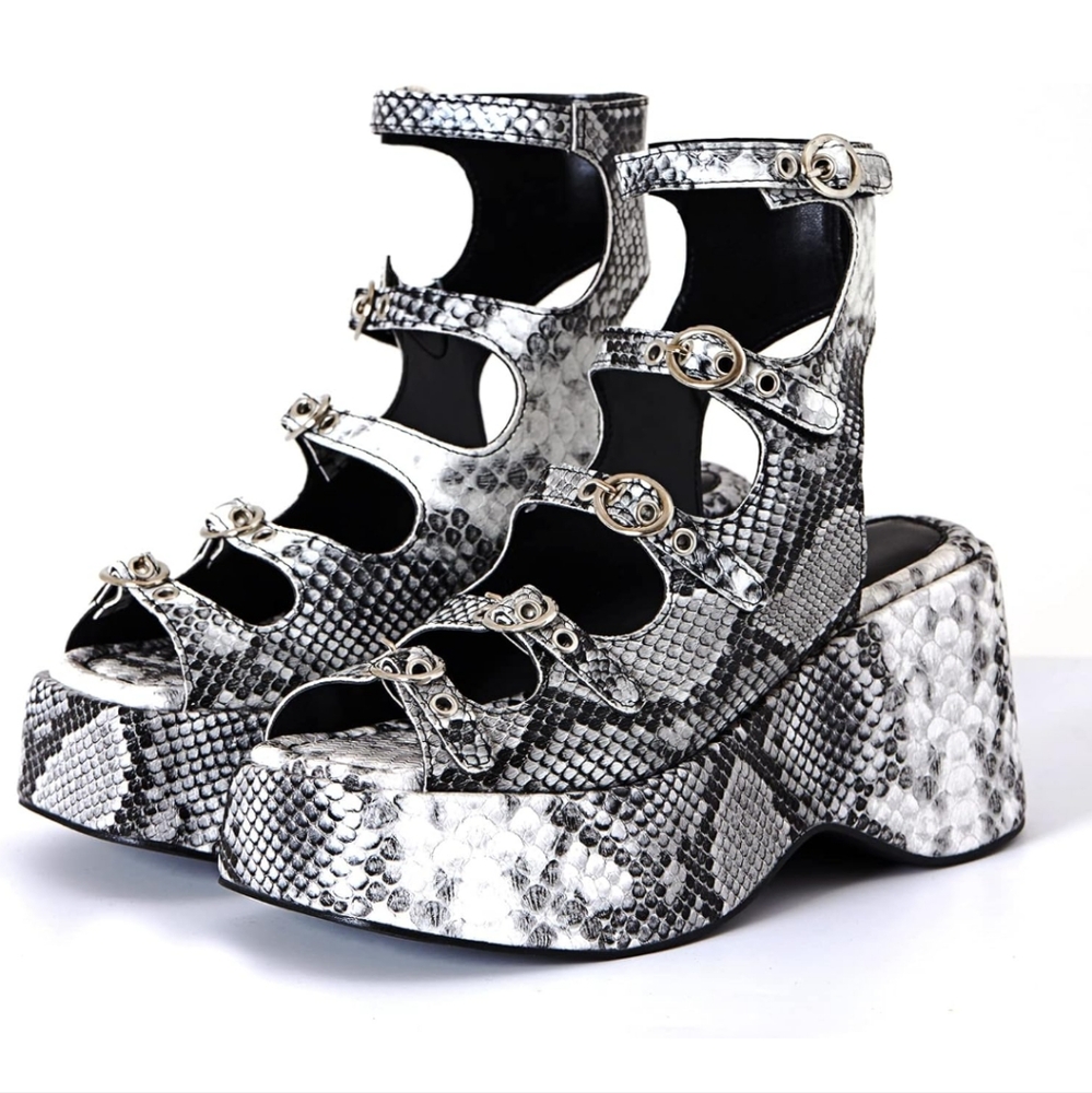 Stylish Black and White Platform Sandals